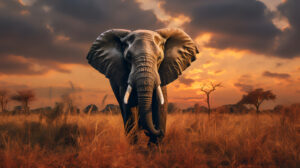 vecteezy photo of elephant on savanna at sunset generative ai 26743278