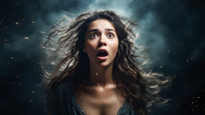 vecteezy mystic shocked flying woman portrait on dark background with 27459935